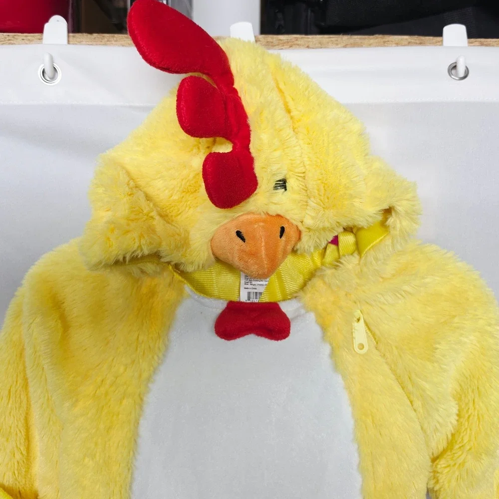 Target Chicken Costume Kids 0-6M Yellow Plush Hooded One Piece Coverall